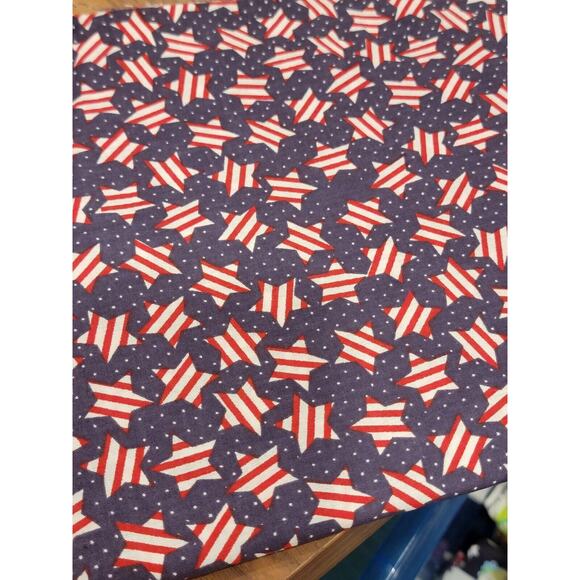 Patriotic Stars And Stripes Blue Cotton Fabric 2yards New - Picture 2 of 3
